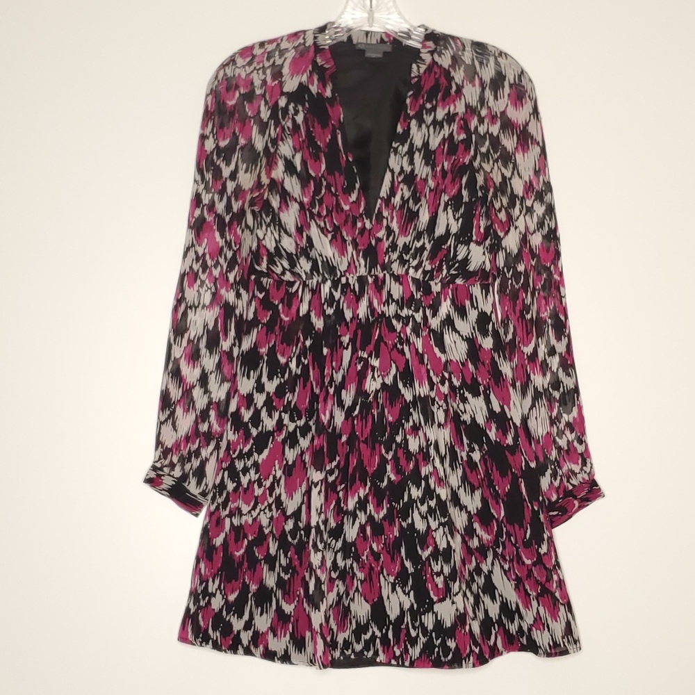 Armani Exchange 100% Silk Long Sleeve Mini Dress 0